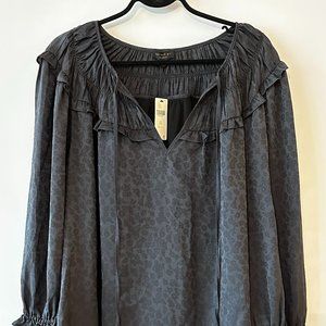 Anthropologie Gray Ruffled Blouse
